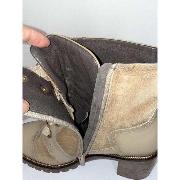 Softwaves Sahara Boots Leather Suede Ribbon Tie Chunky Lug Combat Boho Tan 36/6 - Picture 11 of 16